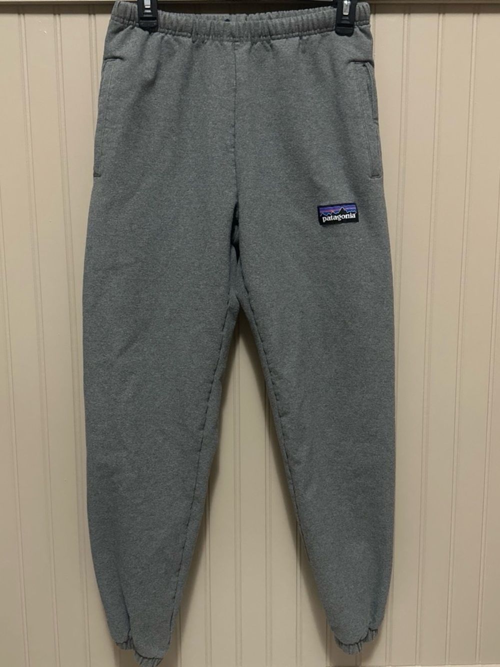 Patagonia Terrebonne Gray Fleece Joggers with Logo Patch